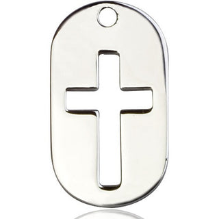 Sterling Silver Cross Dog Tag Medal
