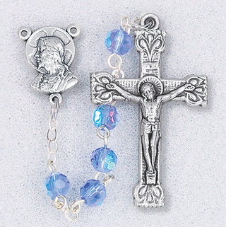 5MM Sapphire Crystal Rosary Deluxe Boxed