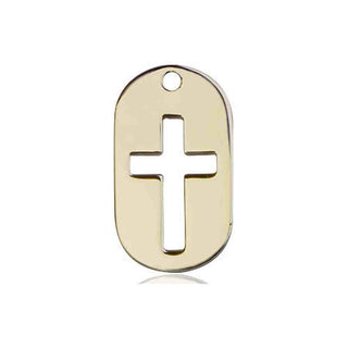 14kt Gold Filled Cross Dog Tag Medal