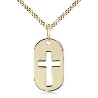 14kt Gold Filled Cross Dog Tag Medal Religious Jewelry