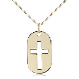 14kt Gold Filled Cross Dog Tag Medal Religious Jewelry