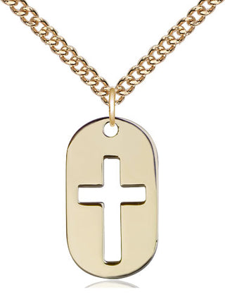 14kt Gold Cross Dog Tag Medal
