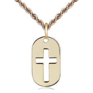 14kt Gold Cross Dog Tag Medal