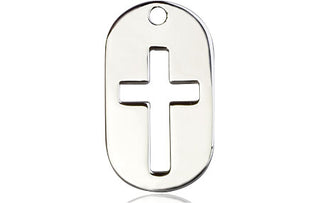 Sterling Silver Cross Dog Tag Medal