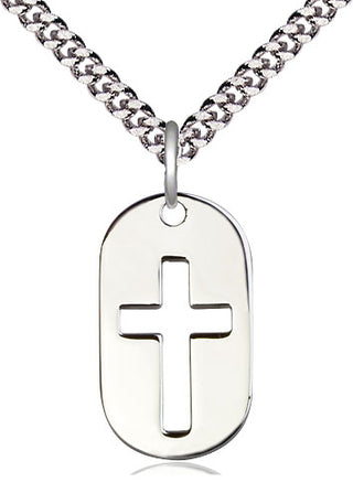 Sterling Silver Cross Dog Tag Medal Religious Jewelry