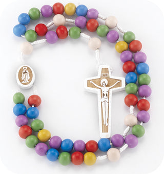 9MM Multi Color Cord with Wood Crucifix 10-Pack