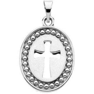 14K White 16x13.5 MM Beyond the Cross Reversible Cross & Dove Pendant