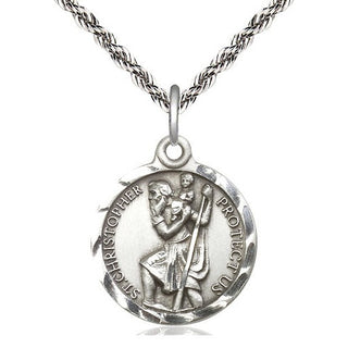 Sterling Silver Saint Christopher Medal Religious Jewelry