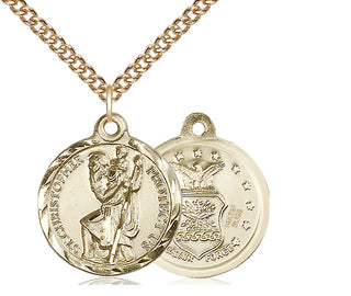 14kt Gold Filled Saint Christopher Air Force Medal | Medium