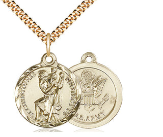 14kt Gold Filled Saint Christopher Army Medal Religious Jewelry