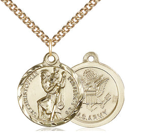 14kt Gold Filled Saint Christopher Army Medal | Medium