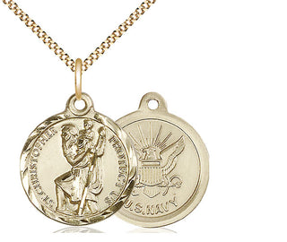 14kt Gold Filled Saint Christopher Navy Medal Religious Jewelry