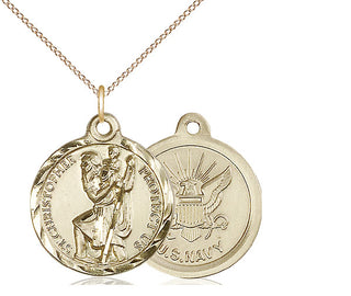 14kt Gold Filled Saint Christopher Navy Medal Religious Jewelry