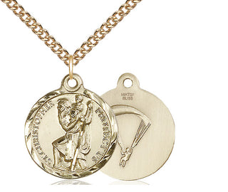 14kt Gold Filled Saint Christopher Paratrooper Medal | Medium