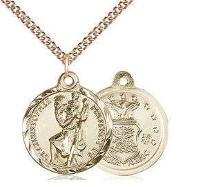 14kt Gold Saint Christopher Air Force Medal