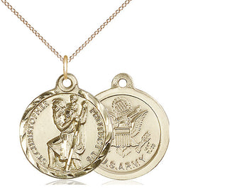 14kt Gold Saint Christopher Army Medal