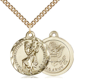 14kt Gold Saint Christopher Army Medal