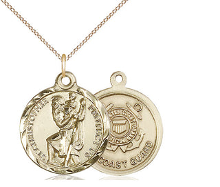 14kt Gold Saint Christopher Coast Guard Medal