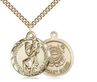 14kt Gold Saint Christopher Coast Guard Medal