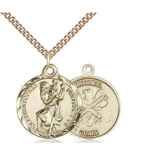 14kt Gold Saint Christopher National Guard Medal