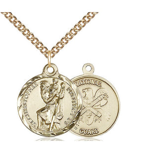 14kt Gold Saint Christopher National Guard Medal
