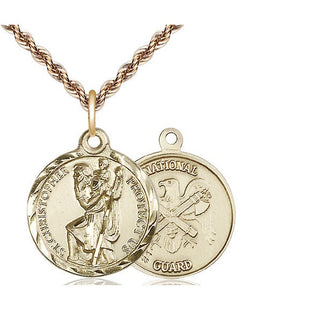 14kt Gold Saint Christopher National Guard Medal