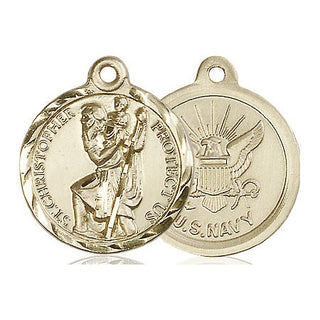 14kt Gold Saint Christopher Navy Medal