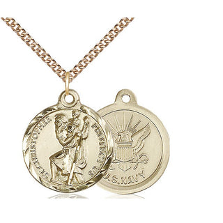 14kt Gold Saint Christopher Navy Medal