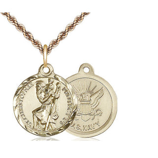 14kt Gold Saint Christopher Navy Medal