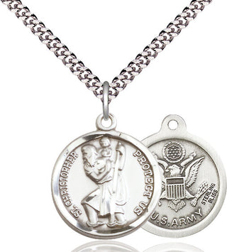 Pewter Saint Christopher Army Medal Religious Jewelry