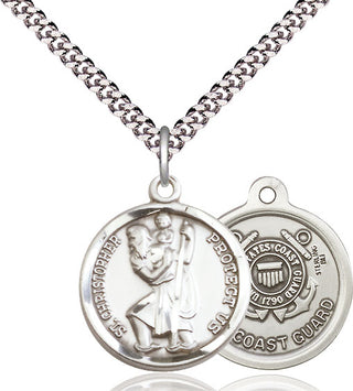 Pewter Saint Christopher Coast Guard Medal Religious Jewelry