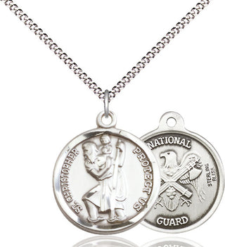 Pewter Saint Christopher National Guard Medal Religious Jewelry