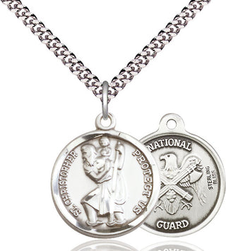 Pewter Saint Christopher National Guard Medal Religious Jewelry