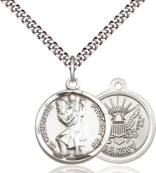 Pewter Saint Christopher Navy Medal Religious Jewelry