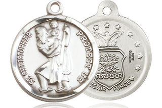 Sterling Silver Saint Christopher Air Force Medal Religious Jewelry