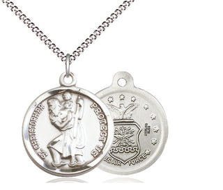 Sterling Silver Saint Christopher Air Force Medal Religious Jewelry