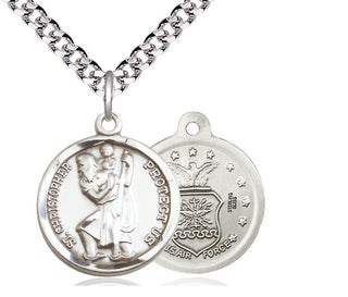 Sterling Silver Saint Christopher Air Force Medal Religious Jewelry
