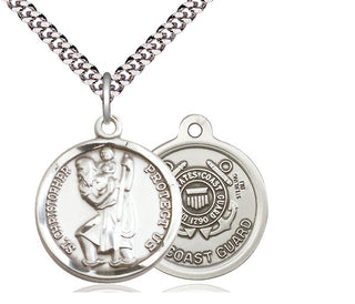 Sterling Silver Saint Christopher Coast Guard Medal Religious Jewelry