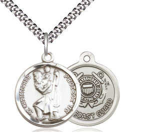 Sterling Silver Saint Christopher Coast Guard Medal Religious Jewelry