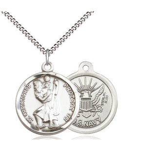 Sterling Silver Saint Christopher Navy Medal Religious Jewelry