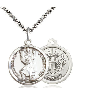 Sterling Silver Saint Christopher Navy Medal Religious Jewelry