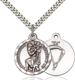 Sterling Silver Saint Christopher Paratrooper Medal Religious Jewelry