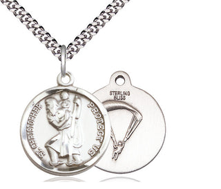 Sterling Silver Saint Christopher Paratrooper Medal Religious Jewelry