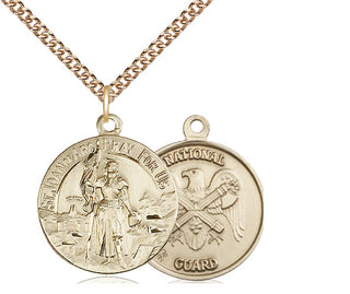 14kt Gold Filled Saint Joan of Arc National Guard Medal Religious Jewelry