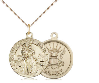 14kt Gold Filled Saint Joan of Arc Navy Medal Religious Jewelry