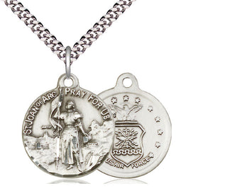 Sterling Silver Saint Joan of Arc Air Force Medal Religious Jewelry