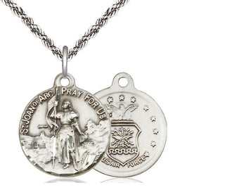 Sterling Silver Saint Joan of Arc Air Force Medal Religious Jewelry