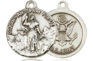 Sterling Silver Saint Joan of Arc Army Medal Religious Jewelry