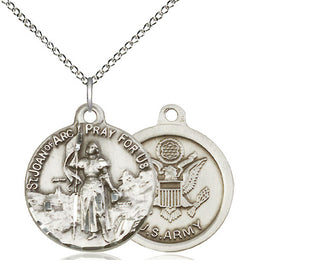 Sterling Silver Saint Joan of Arc Army Medal Religious Jewelry