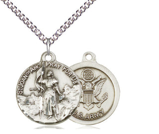 Sterling Silver Saint Joan of Arc Army Medal Religious Jewelry